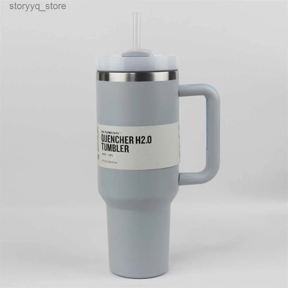 Stanley The Quencher H2.0 FlowState Tumbler 40oz Fog Grey Insulated Cup NEW